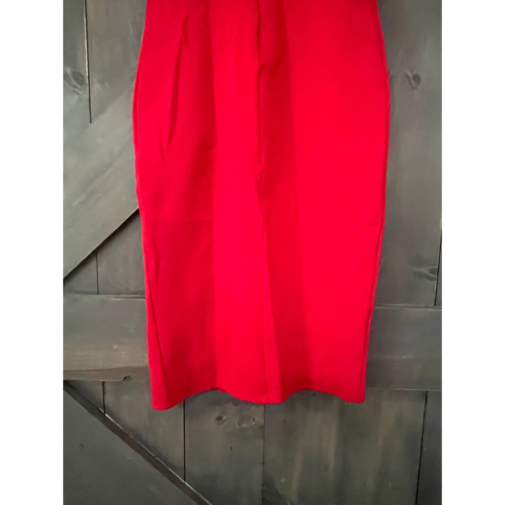 Stella Luce Red Sheath Dress Button Accent Front Slit Small Minimalist Chic - Picture 7 of 9